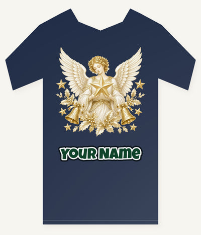 Golden Angel and Star Personalised Kids Tee and Baby Bodysuit