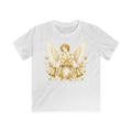 Golden Angel And Star Kids Christmas Tee design on a white kids tee