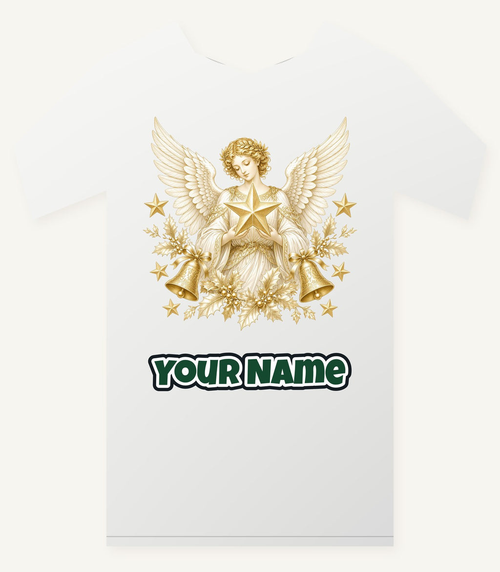 Golden Angel and Star Personalised Christmas T-Shirt and Hoodie