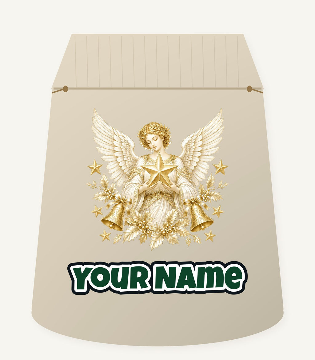 Golden Angel and Star Personalised Santa Sack