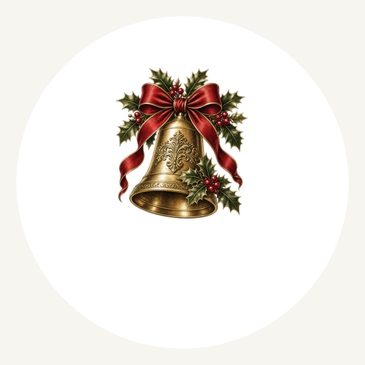 Golden Bell and Holly Personalised Pewter Christmas Ornament