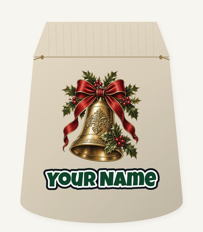 Golden Bell and Holly Personalised Santa Sack
