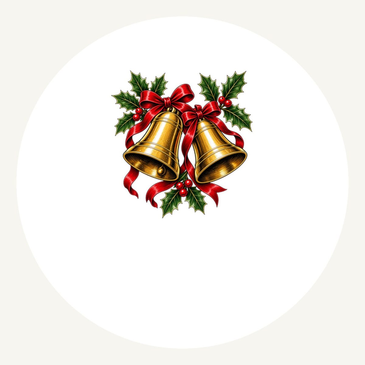Golden Bells And Holly Personalised Pewter Christmas Ornament
