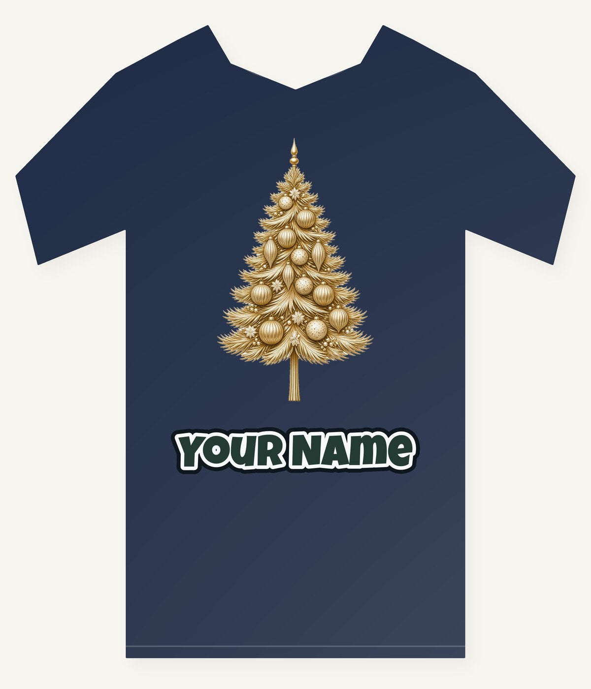 Golden Christmas Tree Personalised Kids Tee and Baby Bodysuit