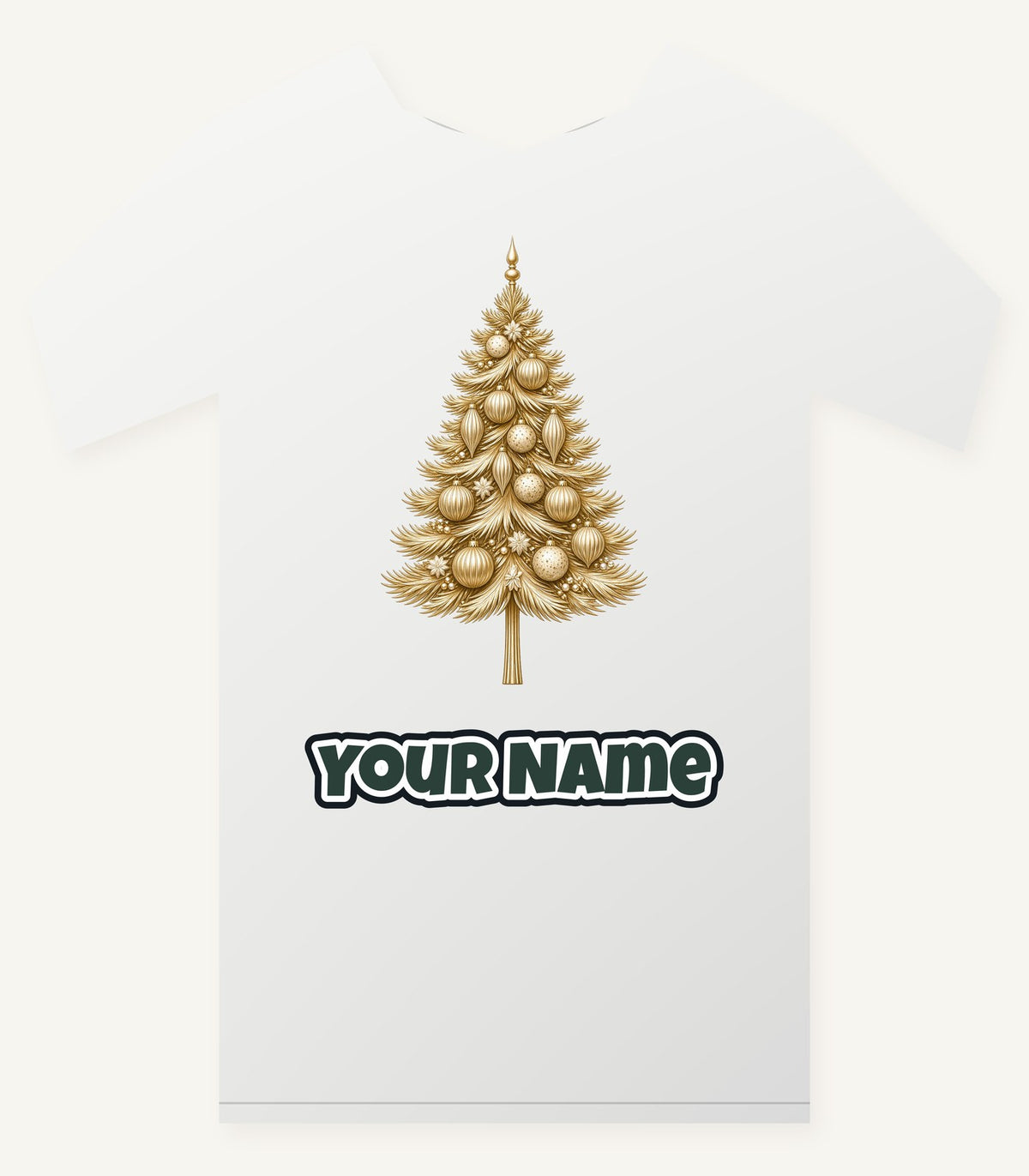 Golden Christmas Tree Personalised Christmas T-Shirt and Hoodie