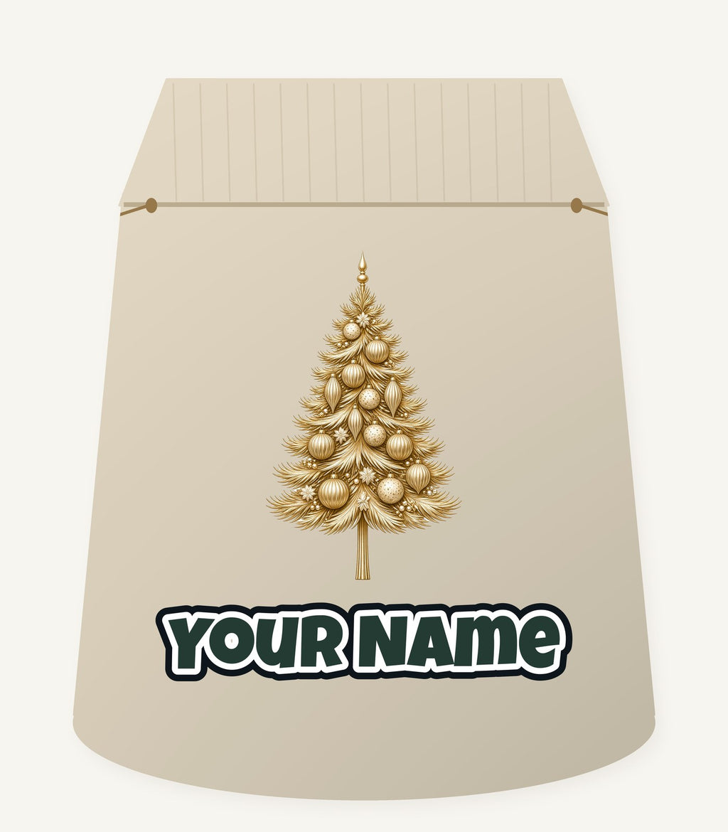 Golden Christmas Tree Personalised Santa Sack