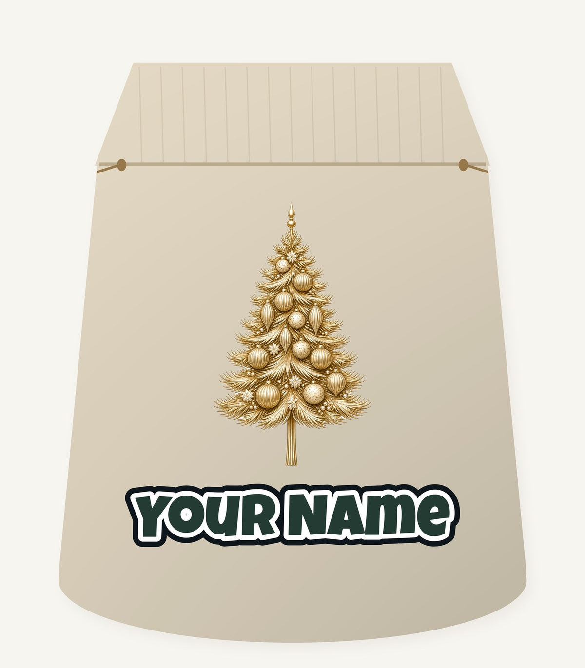 Golden Christmas Tree Personalised Santa Sack