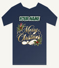 Golden Merry Christmas Script Personalised Kids and Baby Christmas Tee