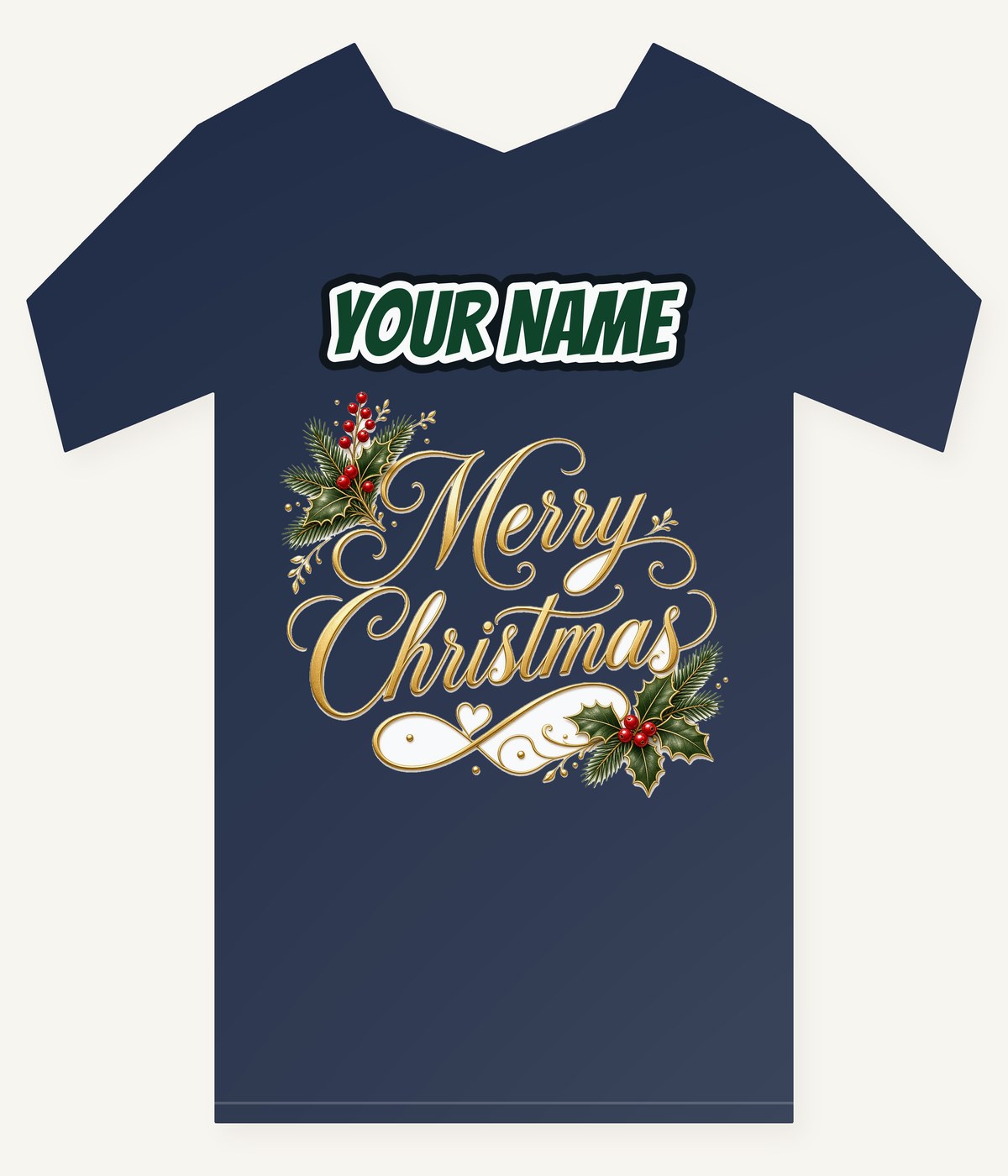 Golden Merry Christmas Script Personalised Kids and Baby Christmas Tee