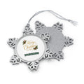 Golden Merry Christmas Script Personalised Pewter Christmas Ornament