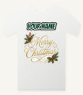 Golden Merry Christmas Script Personalised Christmas T-Shirt and Hoodie
