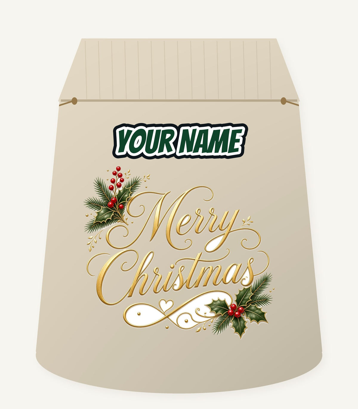 Golden Merry Christmas Script Personalised Santa Sack