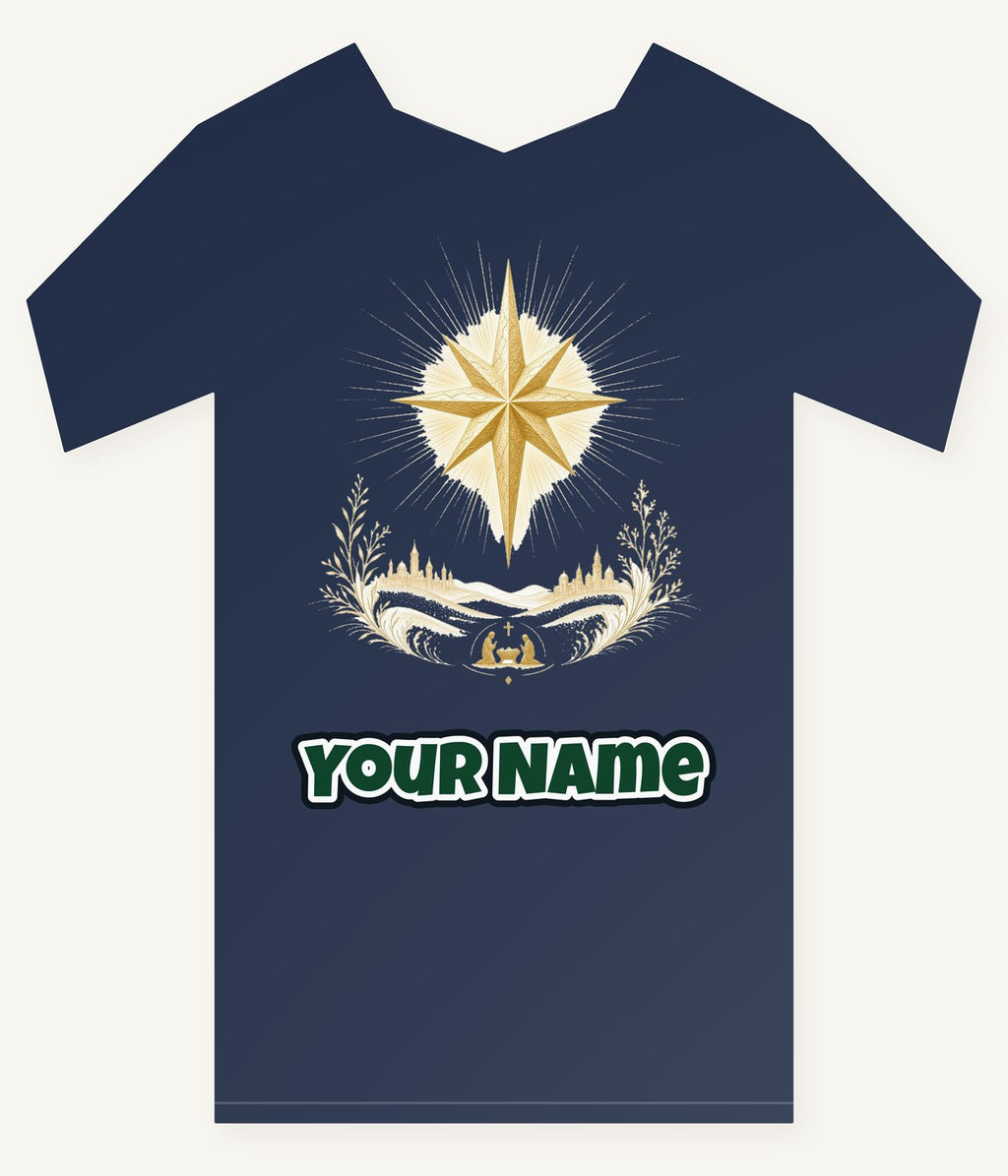 Golden Nativity Star Personalised Kids and Baby Christmas Tee