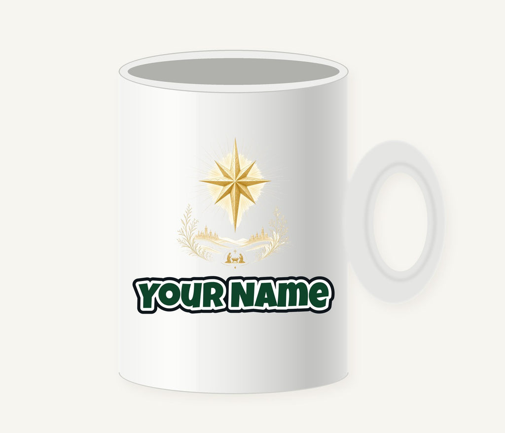 Golden Nativity Star Personalised Christmas Mug