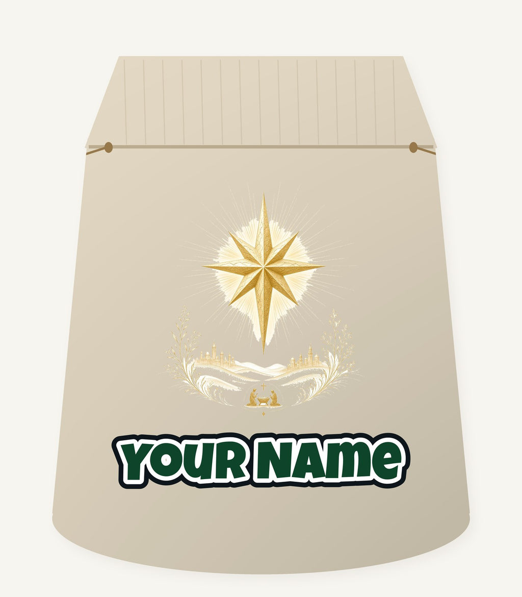Golden Nativity Star Personalised Santa Sack