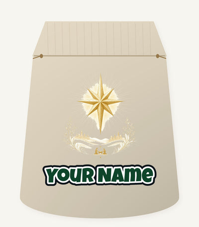 Golden Nativity Star Personalised Santa Sack