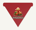 Golden Puppy And Presents Personalised Christmas Dog Bandana