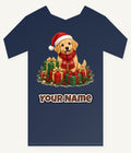 Golden Puppy And Presents Personalised Kids and Baby Christmas Tee