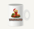 Golden Puppy And Presents Personalised Christmas Mug