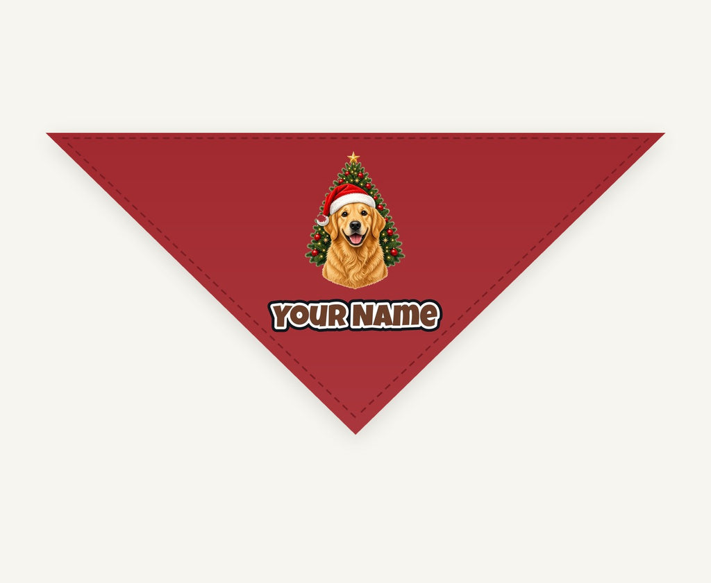 Golden Retriever by the Tree Personalised Christmas Pet Bandana, Cat or Dog