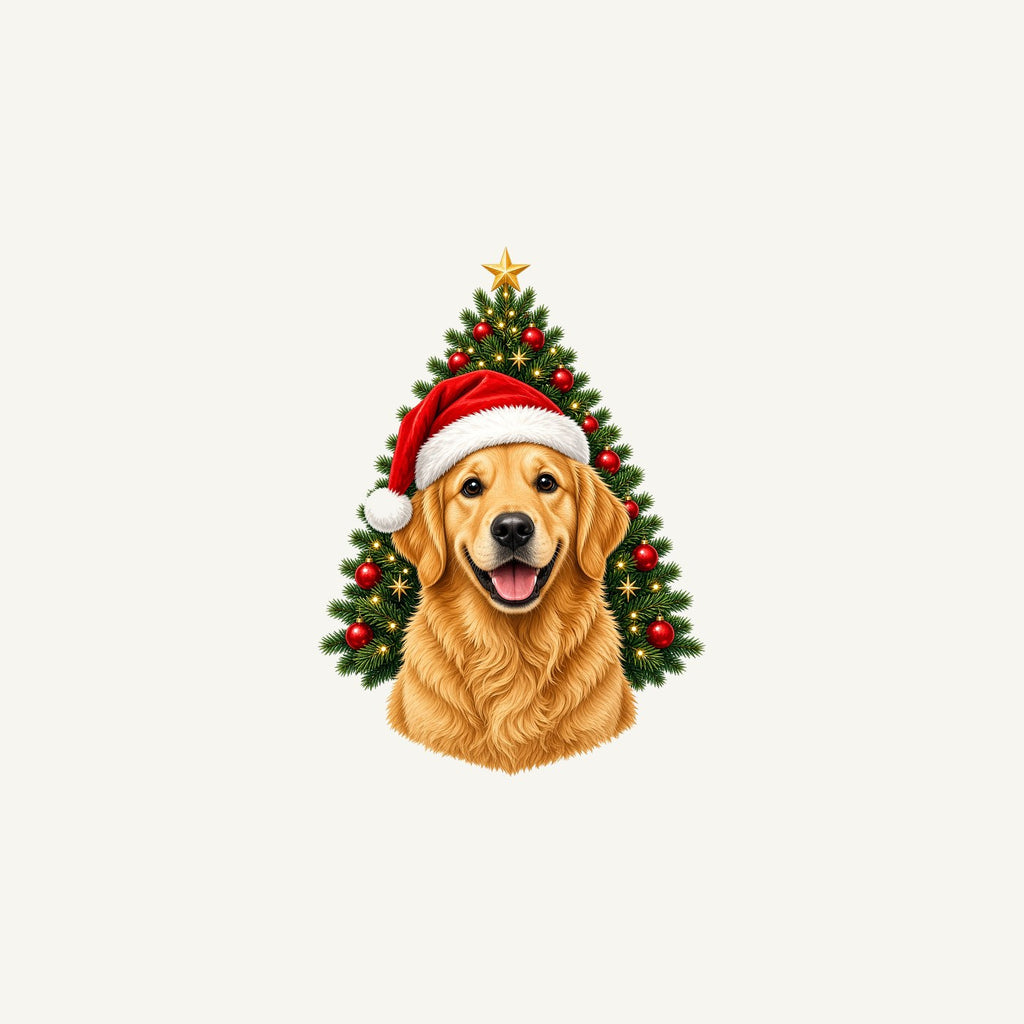 Golden Retriever by the Tree Personalised Christmas Mug
