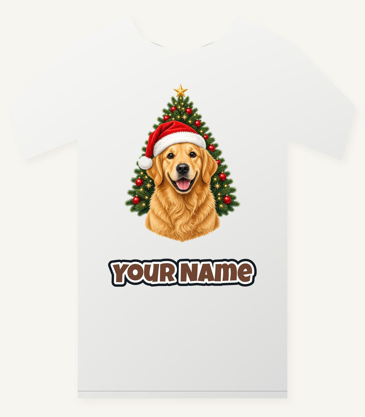 Golden Retriever by the Tree Personalised Christmas T-Shirt and Hoodie