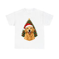 Golden Retriever By The Tree design on a white tee
