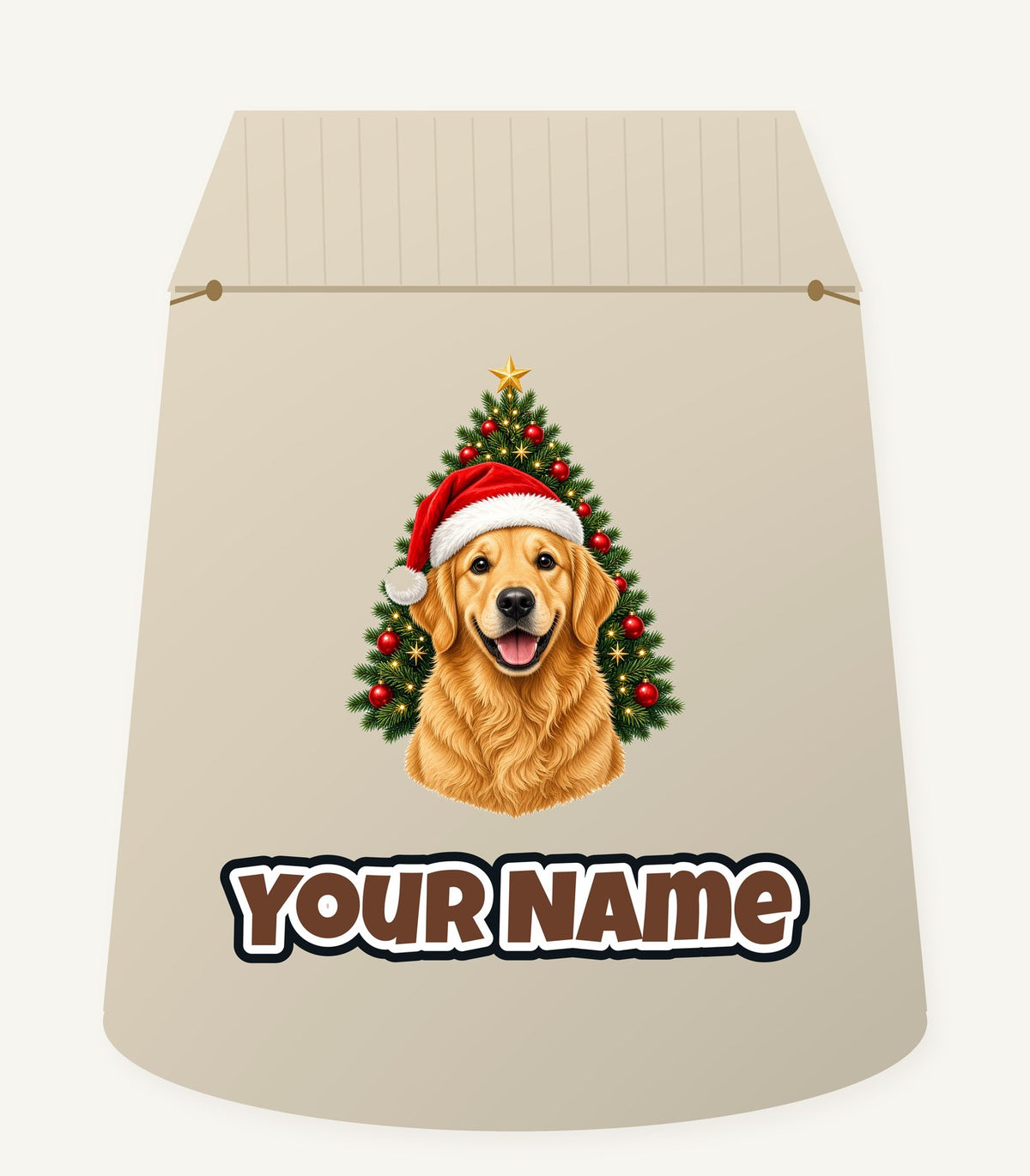 Golden Retriever by the Tree Personalised Santa Sack