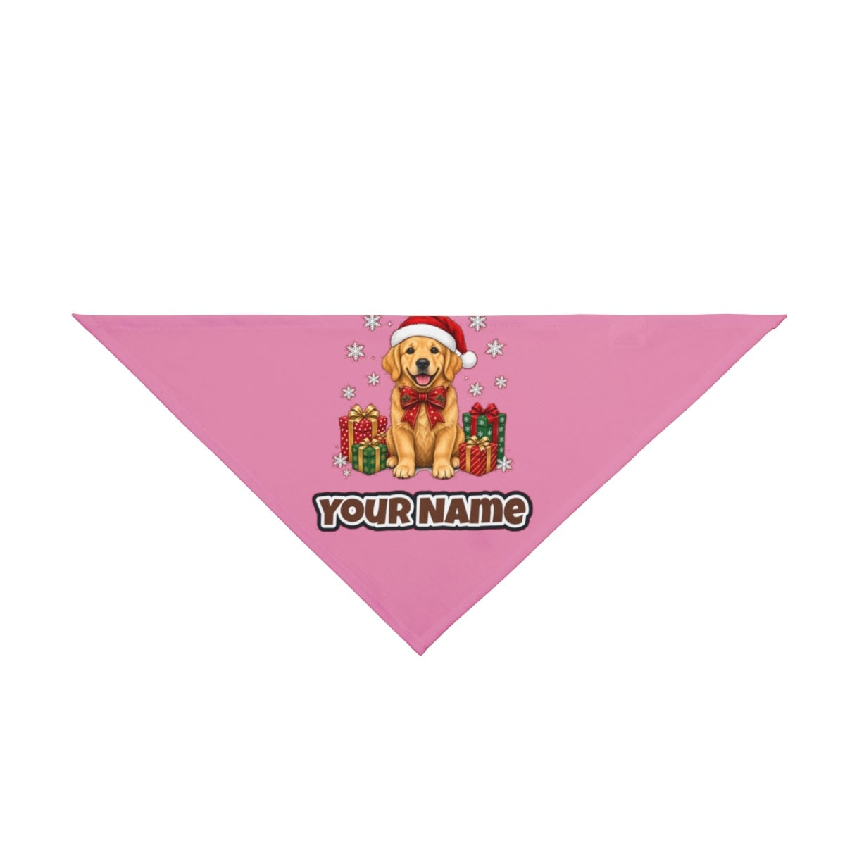 Golden Retriever personalised Christmas pet bandana in pink, tie-on style