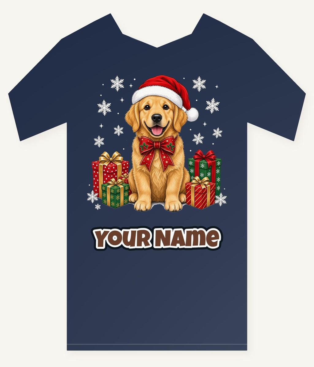 Golden Retriever Christmas Personalised Kids Tee and Baby Bodysuit