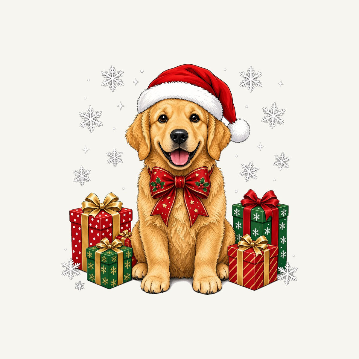 Golden Retriever Christmas Personalised Kids Tee and Baby Bodysuit