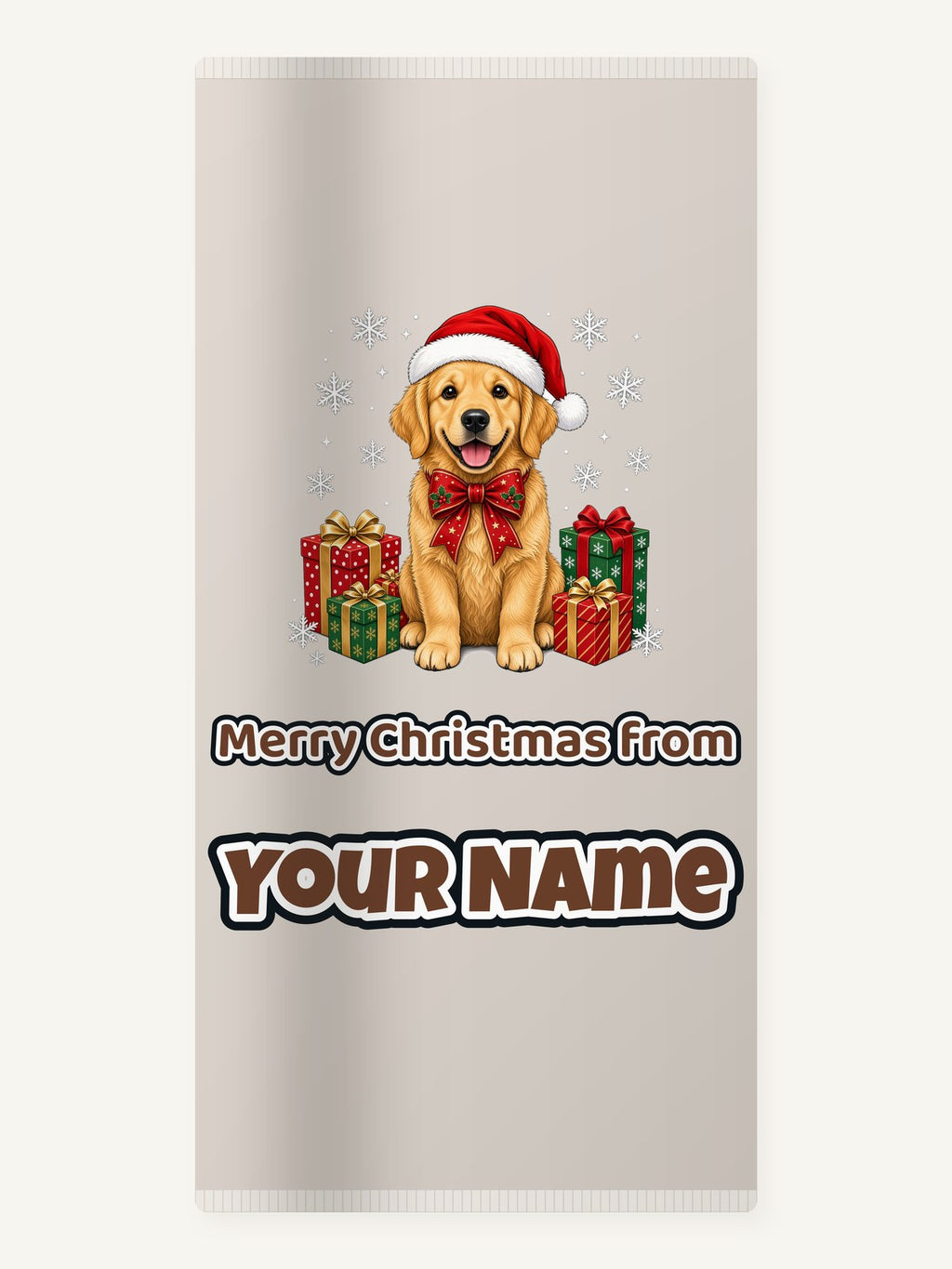 Golden Retriever Christmas Personalised Beach Towel