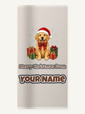 Golden Retriever Christmas Personalised Beach Towel