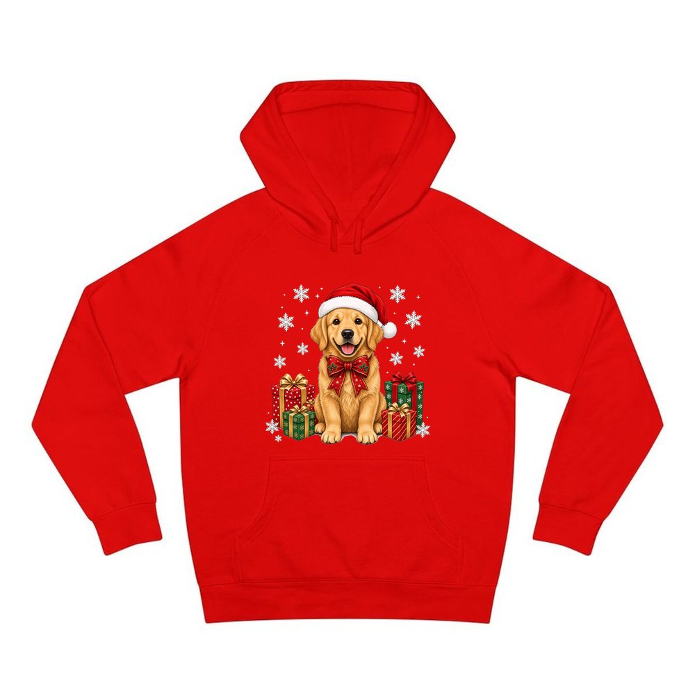 Golden Retriever personalised Christmas hoodie in red