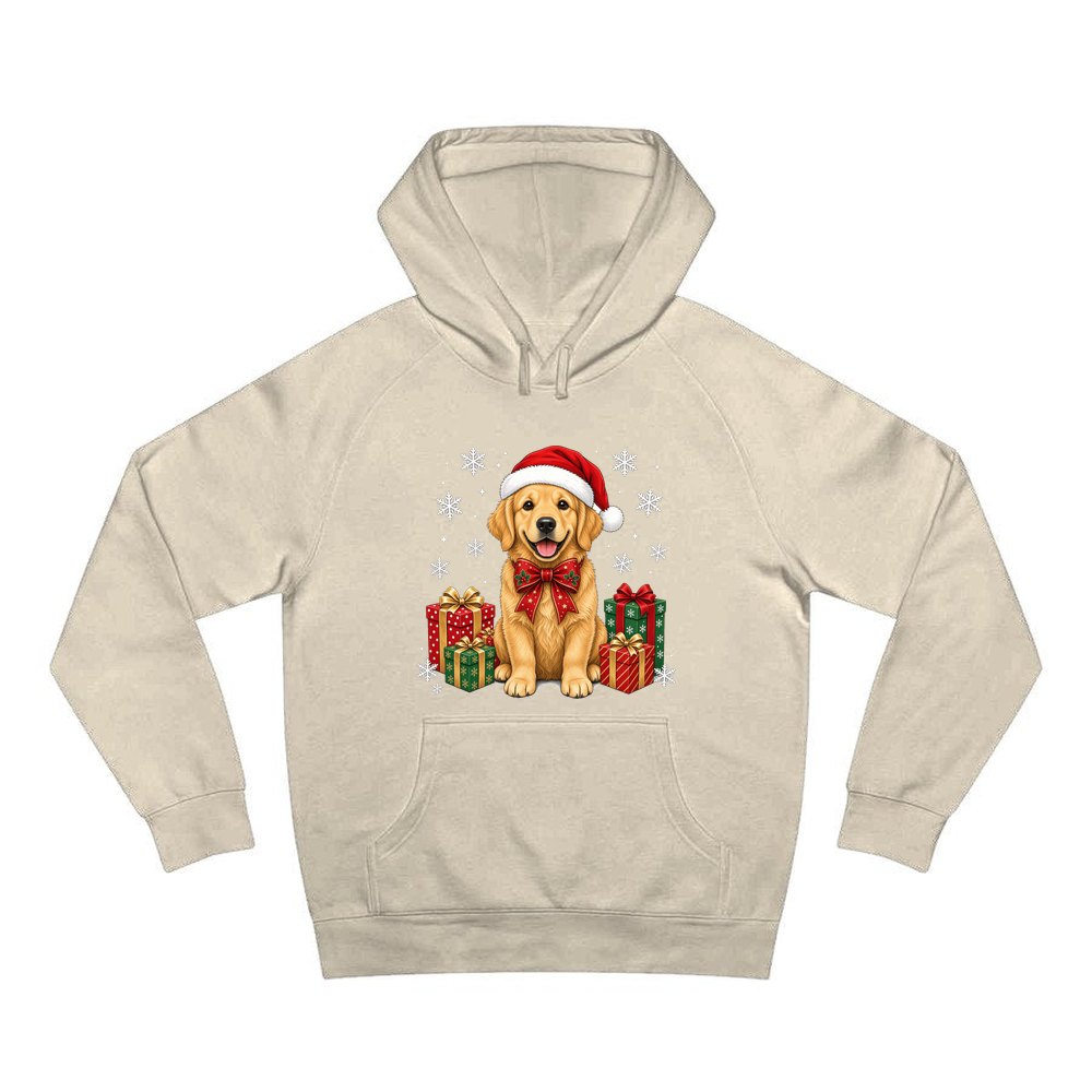 Golden Retriever personalised Christmas hoodie in sand
