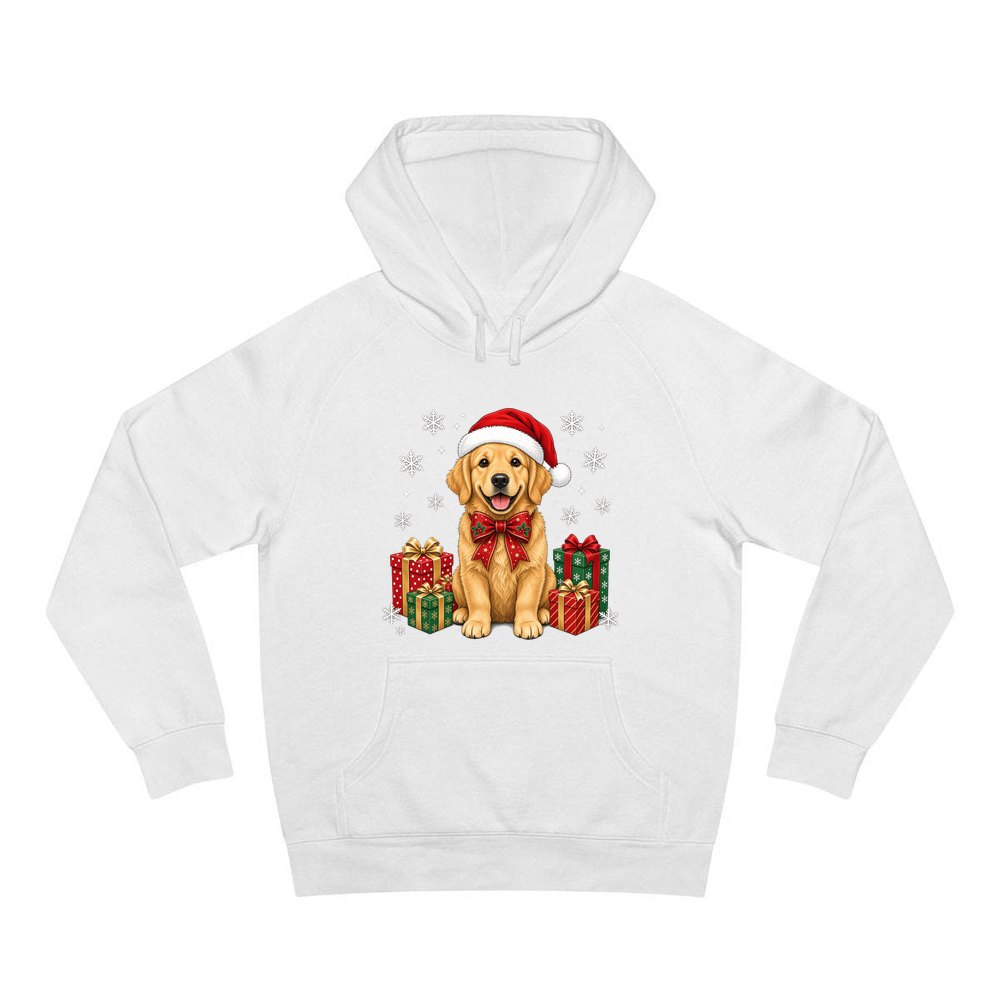 Golden Retriever personalised Christmas hoodie in white