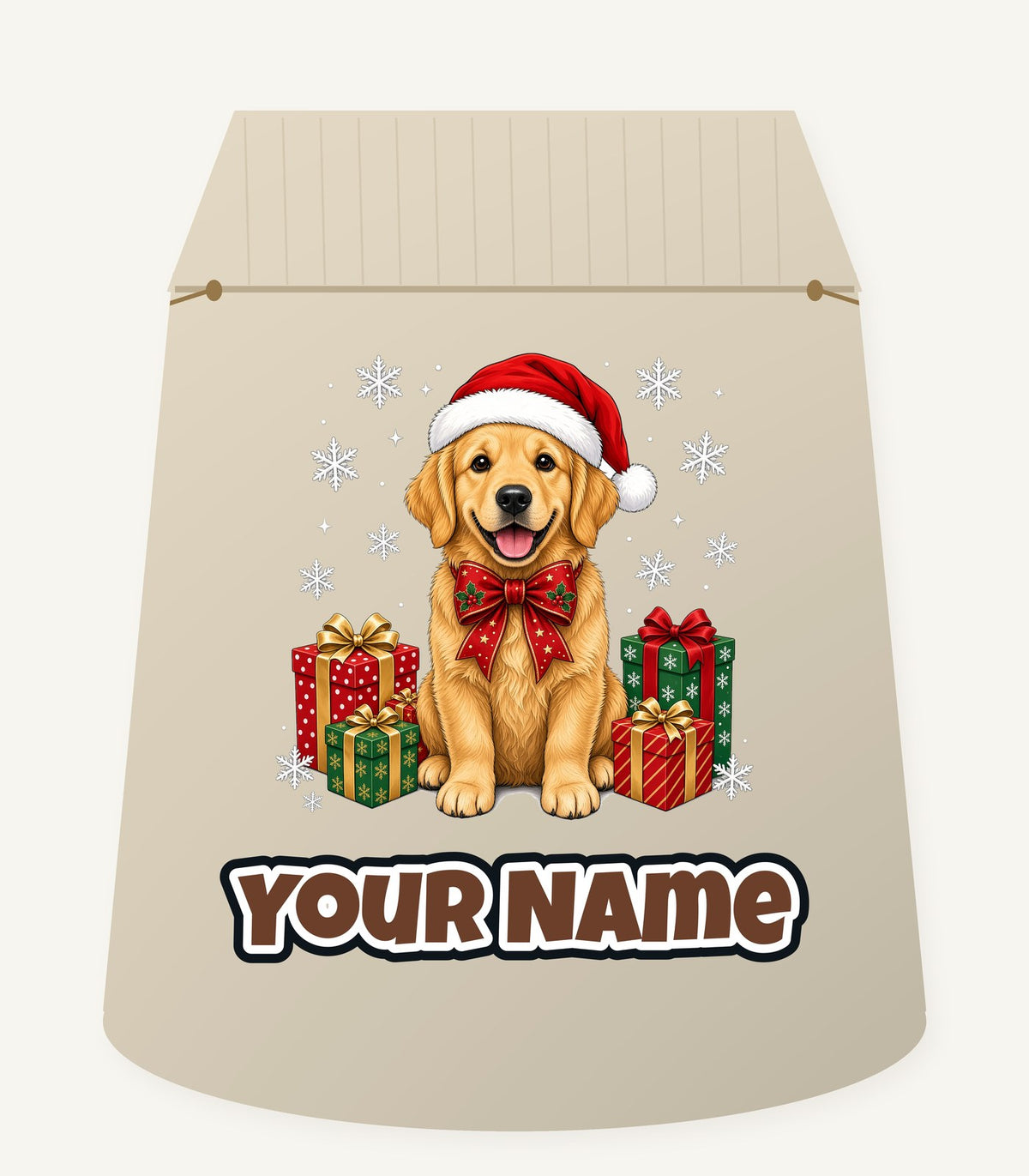 Golden Retriever Christmas Personalised Santa Sack