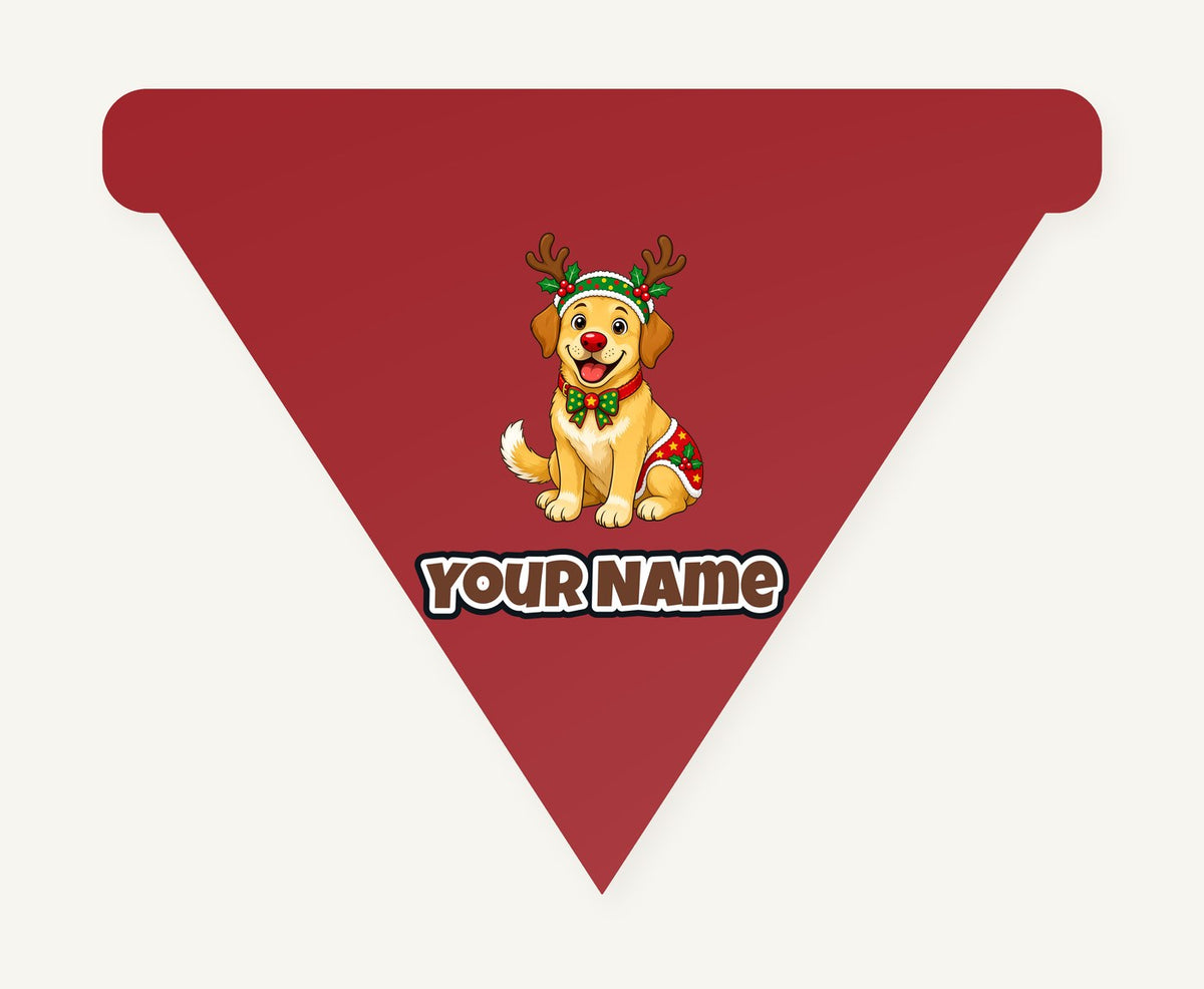 Golden Retriever Reindeer Dog Personalised Christmas Dog Bandana