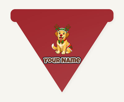 Golden Retriever Reindeer Dog Personalised Christmas Dog Bandana