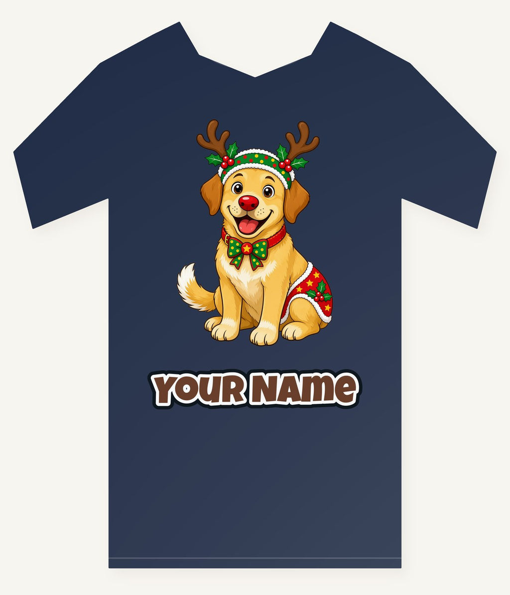 Golden Retriever Reindeer Dog Personalised Kids and Baby Christmas Tee