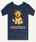 Golden Retriever Reindeer Dog Personalised Kids and Baby Christmas Tee
