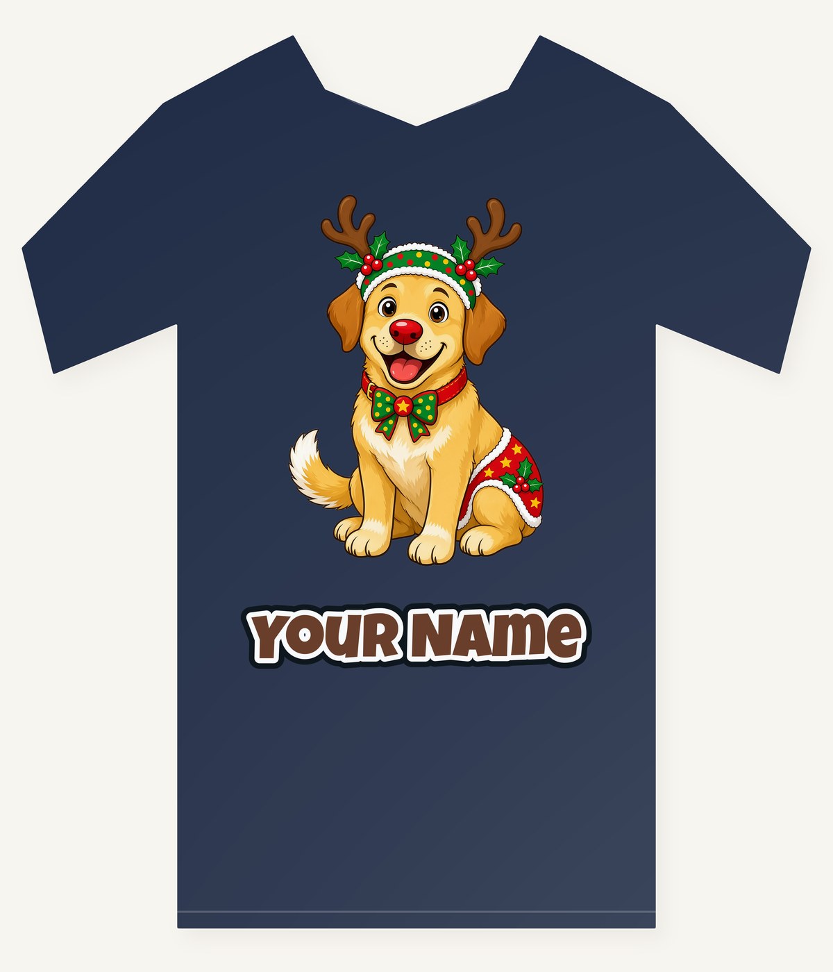 Golden Retriever Reindeer Dog Personalised Kids and Baby Christmas Tee