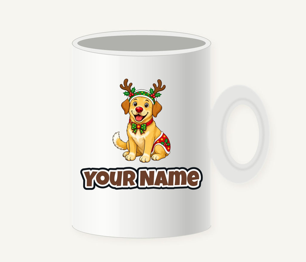 Golden Retriever Reindeer Dog Personalised Christmas Mug