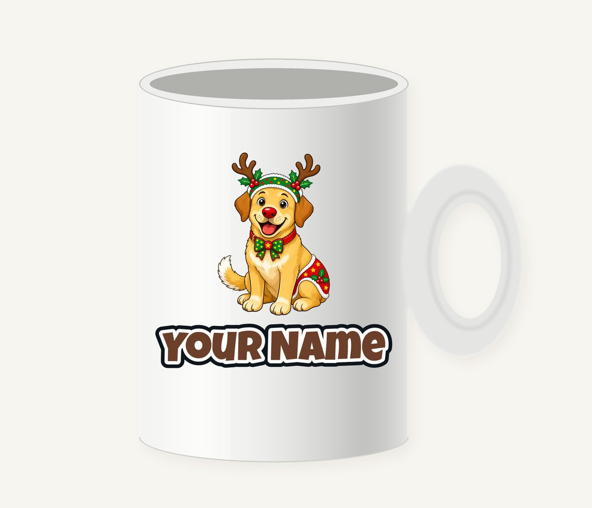 Golden Retriever Reindeer Dog Personalised Christmas Mug