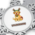 Golden Retriever Reindeer Dog Personalised Pewter Christmas Ornament