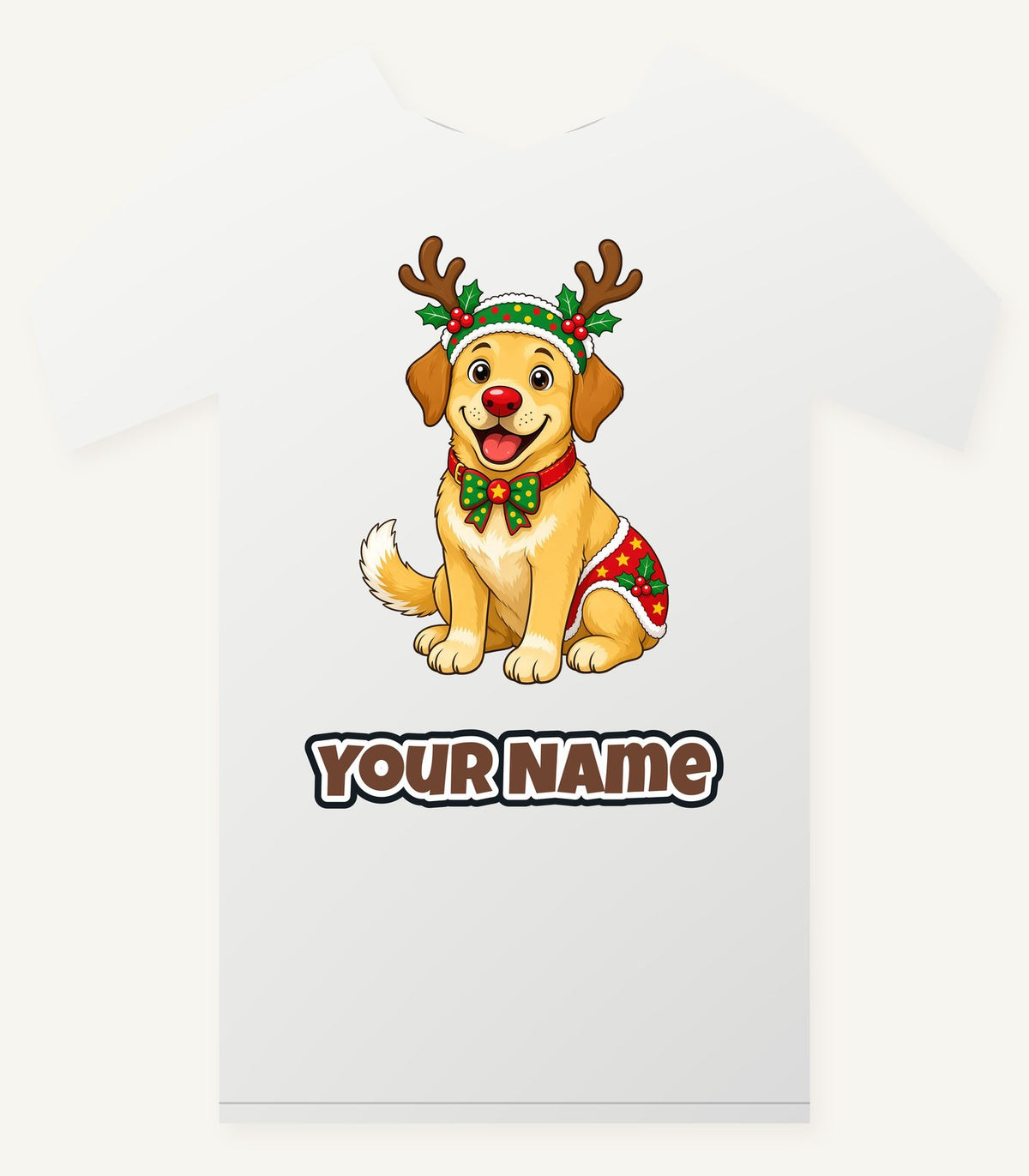 Golden Retriever Reindeer Dog Personalised Christmas T-Shirt and Hoodie