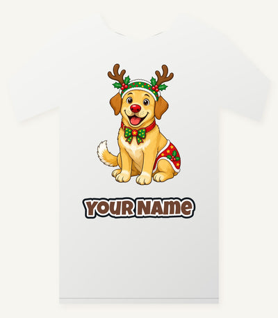 Golden Retriever Reindeer Dog Personalised Christmas T-Shirt and Hoodie