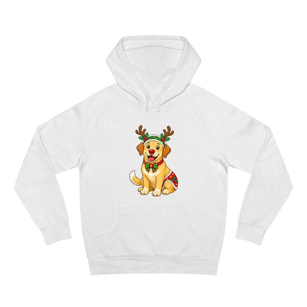Golden Retriever Reindeer Dog personalised Christmas hoodie in white