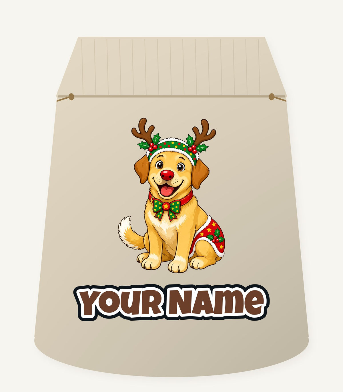 Golden Retriever Reindeer Dog Personalised Santa Sack