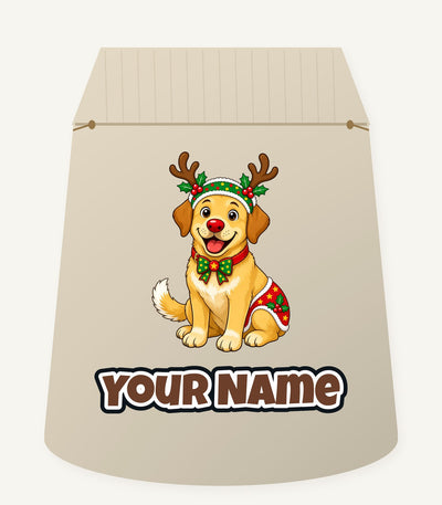 Golden Retriever Reindeer Dog Personalised Santa Sack